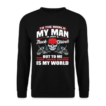 Chauffeur de camion Mari Femme Amour - Sweat-shirt Unisexe - noir - Devant - Alina (178cm) & Michal (187cm)