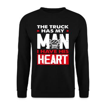 Chauffeur de camion Cœur Homme Amoureux - Sweat-shirt Unisexe - noir - Devant - Alina (178cm) & Michal (187cm)