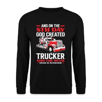 Chauffeur de camion Dieu disant - Sweat-shirt Unisexe - noir - Devant - Alina (178cm) & Michal (187cm)