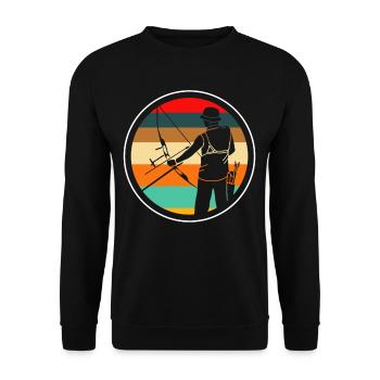 Bogen Retro Bogenschießen Sport - Unisex Pullover - Schwarz - Vorne - Alina (178cm) & Michal (187cm)