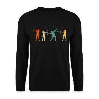 Retro Bogenschießen - Unisex Pullover - Schwarz - Vorne - Alina (178cm) & Michal (187cm)