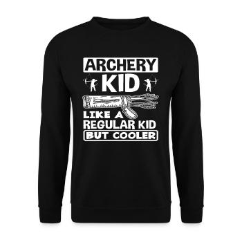 Bogen Kind Jungs Mädchen Bogenschießen - Unisex Pullover - Schwarz - Vorne - Alina (178cm) & Michal (187cm)