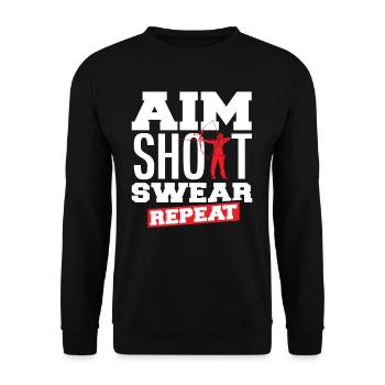Arc, Visée, Jure, Tir à l’arc - Sweat-shirt Unisexe - noir - Devant - Alina (178cm) & Michal (187cm)