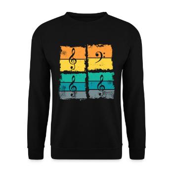 Bass Bass Key Musician Bassist Retro Vintage - Unisex Sweatshirt - black - Front - Alina (178cm) & Michal (187cm)