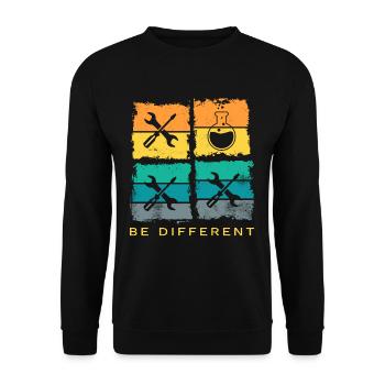 Chemistry Chemist Be Different Laboratory Flask Retro - Unisex Sweatshirt - black - Front - Alina (178cm) & Michal (187cm)
