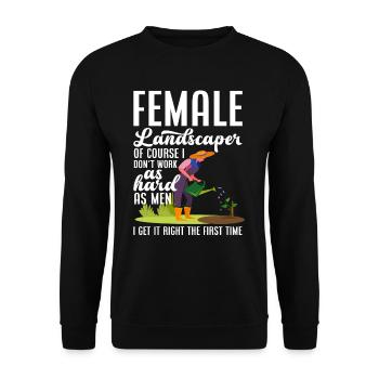 Landschaftsgärtner Frau - Unisex Pullover - Schwarz - Vorne - Alina (178cm) & Michal (187cm)