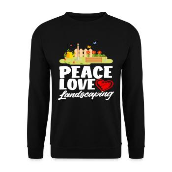 Landschaftsgärtner Friede Liebe - Unisex Pullover - Schwarz - Vorne - Alina (178cm) & Michal (187cm)