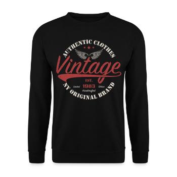 Jahrgang 1983 Geburtstagsgeschenk 1983 Retro 1983 - Unisex Pullover - Schwarz - Vorne - Alina (178cm) & Michal (187cm)