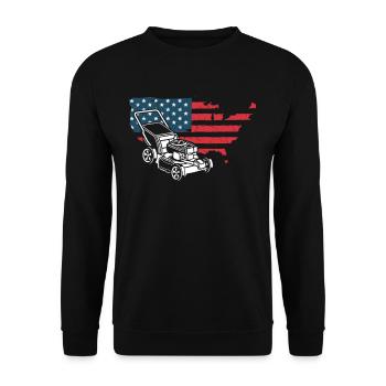 USA Flagge Amerika Landschaftsgärtner - Unisex Pullover - Schwarz - Vorne - Alina (178cm) & Michal (187cm)