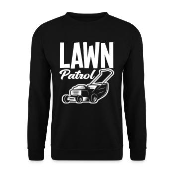 Landschaftsgärtner Lustiges Rasen Spruch - Unisex Pullover - Schwarz - Vorne - Alina (178cm) & Michal (187cm)