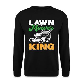 Landschaftsgärtner Rasen Mäher König - Unisex Pullover - Schwarz - Vorne - Alina (178cm) & Michal (187cm)