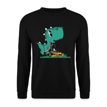 Landschaftsgärtner Dino - Unisex Pullover - Schwarz - Vorne - Alina (178cm) & Michal (187cm)