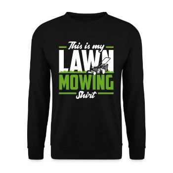 Landschaftsgärtner Rasen Mähen Shirt - Unisex Pullover - Schwarz - Vorne - Alina (178cm) & Michal (187cm)