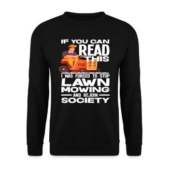 Landschaftsgärtner Lustiger Rasen Spruch - Unisex Pullover - Schwarz - Vorne - Alina (178cm) & Michal (187cm)