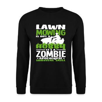 Landschaftsgärtner Rasen Mähen Zombie - Unisex Pullover - Schwarz - Vorne - Alina (178cm) & Michal (187cm)
