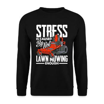 Landschaftsgärtner Stress Rasen Mähen - Unisex Pullover - Schwarz - Vorne - Alina (178cm) & Michal (187cm)