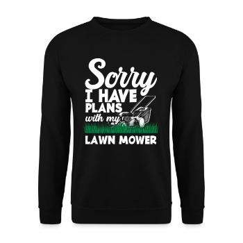 Landschaftsgärtner Pläne Rasenmäher - Unisex Pullover - Schwarz - Vorne - Alina (178cm) & Michal (187cm)