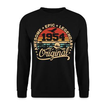 Original 1954 Geburtstagsgeschenk 1954 Retro 1954 - Unisex Pullover - Schwarz - Vorne - Alina (178cm) & Michal (187cm)