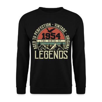 Geburtstag 1954 Jahrgang 1954 Retro - Jahrgang 1954 - Unisex Pullover - Schwarz - Vorne - Alina (178cm) & Michal (187cm)