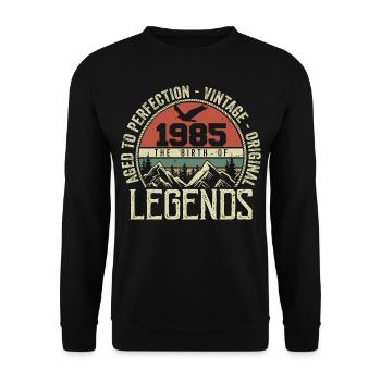 Anniversaire 1985 Vintage 1985 Rétro - Né en 1985 - Sweat-shirt Unisexe - noir - Devant - Alina (178cm) & Michal (187cm)