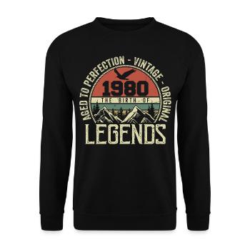 Birthday 1980 Vintage 1980's Retro - Born in 1980 - Unisex Sweatshirt - black - Front - Alina (178cm) & Michal (187cm)