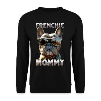 Frenchie Mommy Mama Muttertag Französische Dogge - Unisex Pullover - Schwarz - Vorne - Alina (178cm) & Michal (187cm)