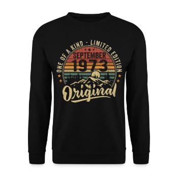 Anniversaire Septembre 1973 - Né en Septembre 1973 - Sweat-shirt Unisexe - noir - Devant - Alina (178cm) & Michal (187cm)