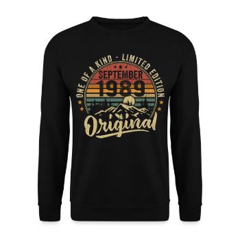 Birthday September 1989 - Born in September 1989 - Unisex Sweatshirt - black - Front - Alina (178cm) & Michal (187cm)