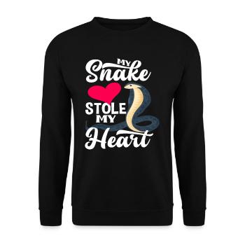 Schlange Herz Liebe - Unisex Pullover - Schwarz - Vorne - Alina (178cm) & Michal (187cm)