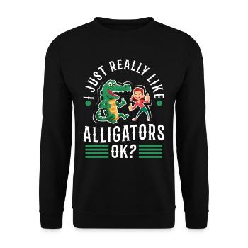 I just really like alligators - Unisex Sweatshirt - black - Front - Alina (178cm) & Michal (187cm)