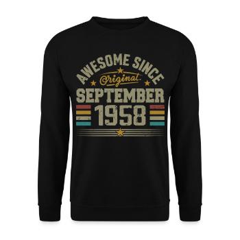 September 1958 Gift Built September 1958 - Unisex Sweatshirt - black - Front - Alina (178cm) & Michal (187cm)
