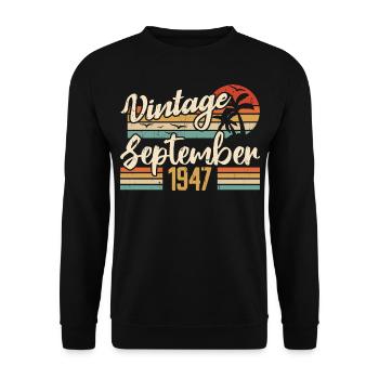 September 1947 Birthday Gift September 1947 - Unisex Sweatshirt - black - Front - Alina (178cm) & Michal (187cm)