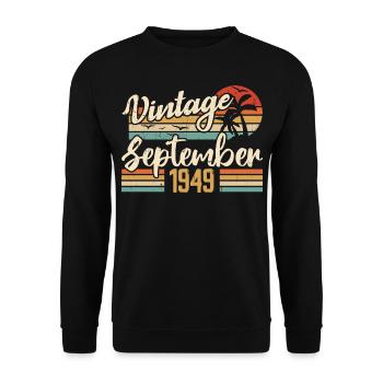 September 1949 Birthday Gift September 1949 - Unisex Sweatshirt - black - Front - Alina (178cm) & Michal (187cm)