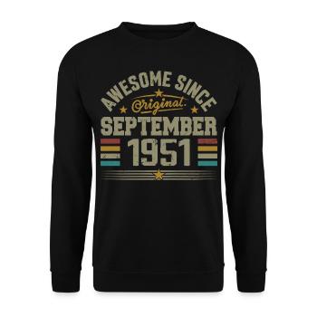 September 1951 Geschenk gebaut September 1951 - Unisex Pullover - Schwarz - Vorne - Alina (178cm) & Michal (187cm)