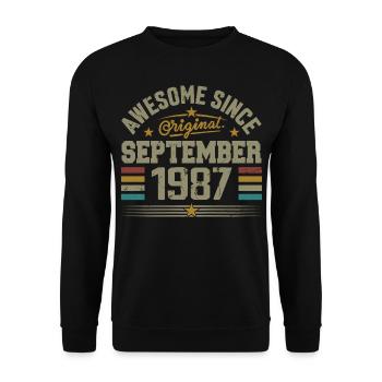 September 1987 Geschenk gebaut September 1987 - Unisex Pullover - Schwarz - Vorne - Alina (178cm) & Michal (187cm)