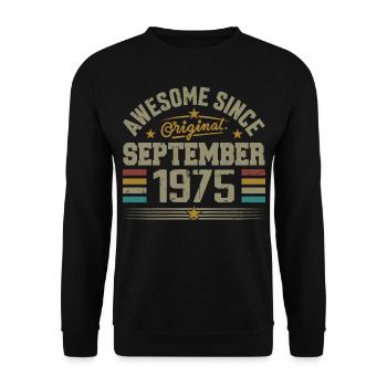 Cadeau Septembre 1975 Construit en Septembre 1975 - Sweat-shirt Unisexe - noir - Devant - Alina (178cm) & Michal (187cm)
