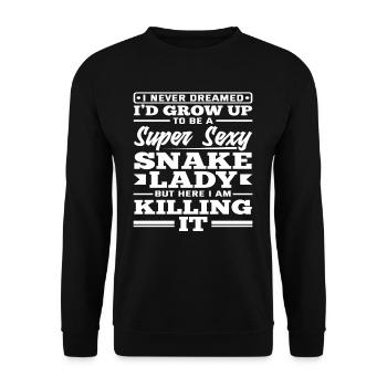 Schlangenfrau Lustiges Schlange Besitzer - Unisex Pullover - Schwarz - Vorne - Alina (178cm) & Michal (187cm)