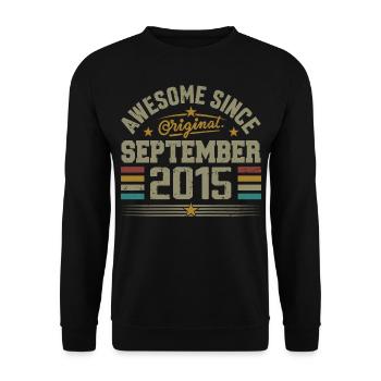Geschenk September 2015 Erbaut im September 2015 - Unisex Pullover - Schwarz - Vorne - Alina (178cm) & Michal (187cm)