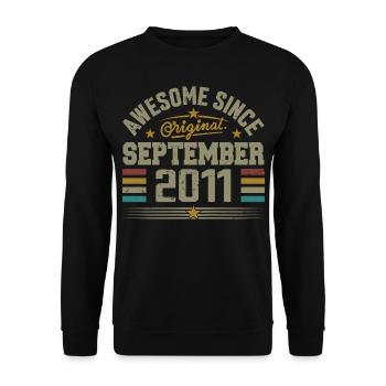 September 2011 Geschenk Gebaut im September 2011 - Unisex Pullover - Schwarz - Vorne - Alina (178cm) & Michal (187cm)