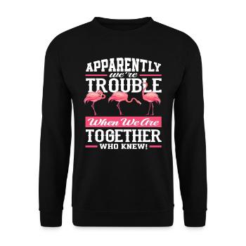 Visite de la fête des amis flamants roses - Sweat-shirt Unisexe - noir - Devant - Alina (178cm) & Michal (187cm)