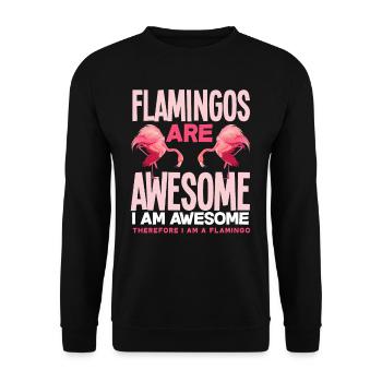 Flamingo Ich Bin Ein Flamingo - Unisex Pullover - Schwarz - Vorne - Alina (178cm) & Michal (187cm)