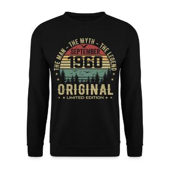 Original Birthday 1960 - September 1960 Gift - Unisex Sweatshirt - black - Front - Alina (178cm) & Michal (187cm)