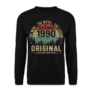 Anniversaire Original 1990 - Cadeau Septembre 1990 - Sweat-shirt Unisexe - noir - Devant - Alina (178cm) & Michal (187cm)