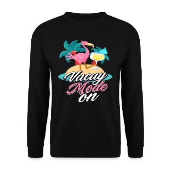 Flamingo Urlaub Modus An - Unisex Pullover - Schwarz - Vorne - Alina (178cm) & Michal (187cm)