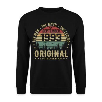 Original Birthday 1993 - September 1993 Gift - Unisex Sweatshirt - black - Front - Alina (178cm) & Michal (187cm)