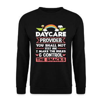 Kindergarten Provider Control Snacks Rules - Unisex Sweatshirt - black - Front - Alina (178cm) & Michal (187cm)