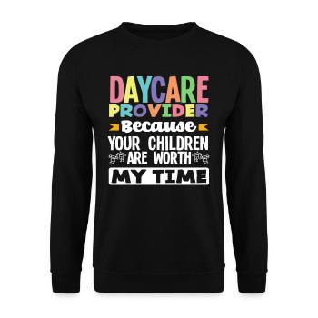 Daycare provider Because your children are my - Unisex Sweatshirt - black - Front - Alina (178cm) & Michal (187cm)