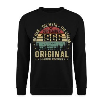 Original Birthday 1966 - September 1966 Gift - Unisex Sweatshirt - black - Front - Alina (178cm) & Michal (187cm)