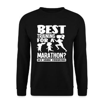 Best training for marathon? Get toddlers - Unisex Sweatshirt - black - Front - Alina (178cm) & Michal (187cm)