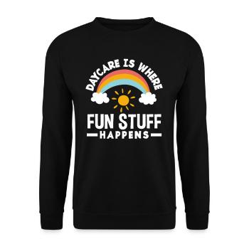 Kindergarten is where the fun happens - Unisex Sweatshirt - black - Front - Alina (178cm) & Michal (187cm)